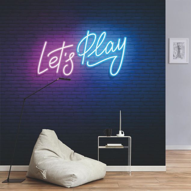 Wanddeko Wohnzimmer Neon Schrift Let's Play