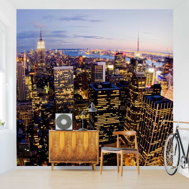 Wanddeko Wohnzimmer New York Skyline bei Nacht