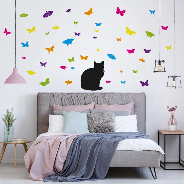 Wanddeko Babyzimmer No.RS68 Katze und Schmetterlinge