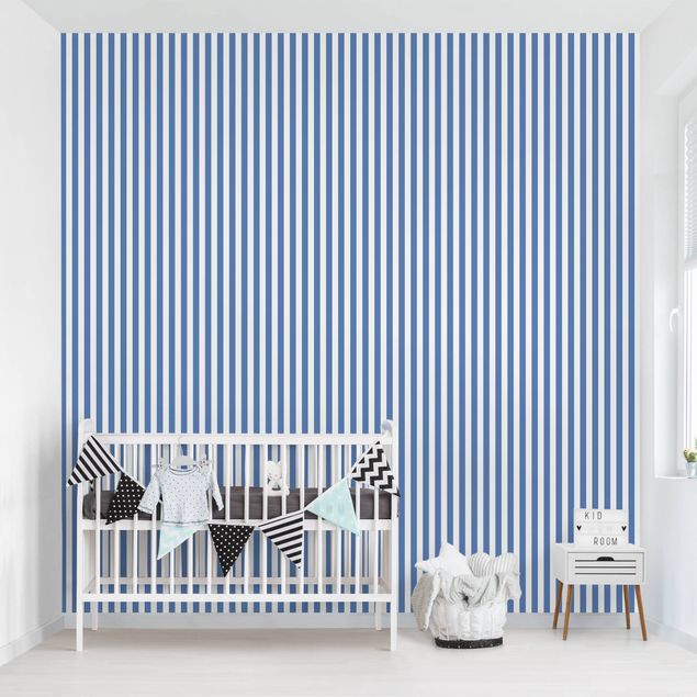 Wanddeko Babyzimmer No.YK44 Streifen Blau Weiß