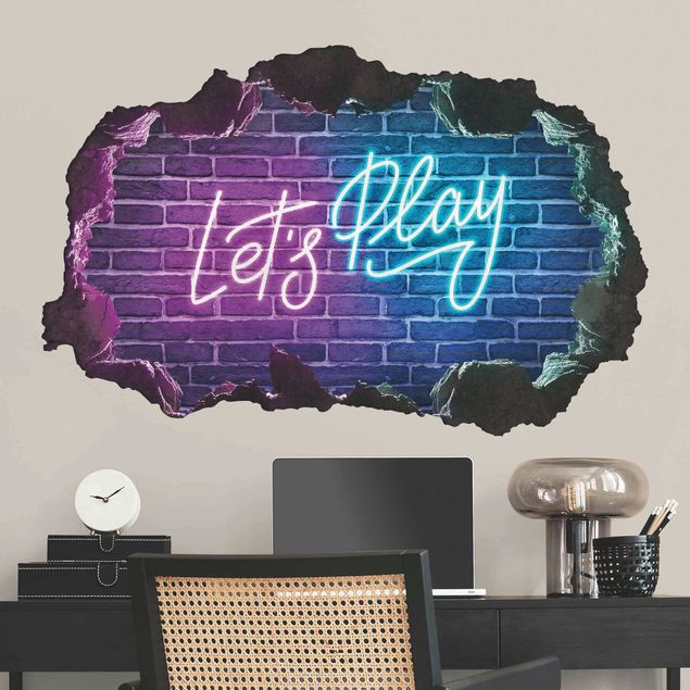 Wanddeko Schlafzimmer Neon Schrift Let's Play