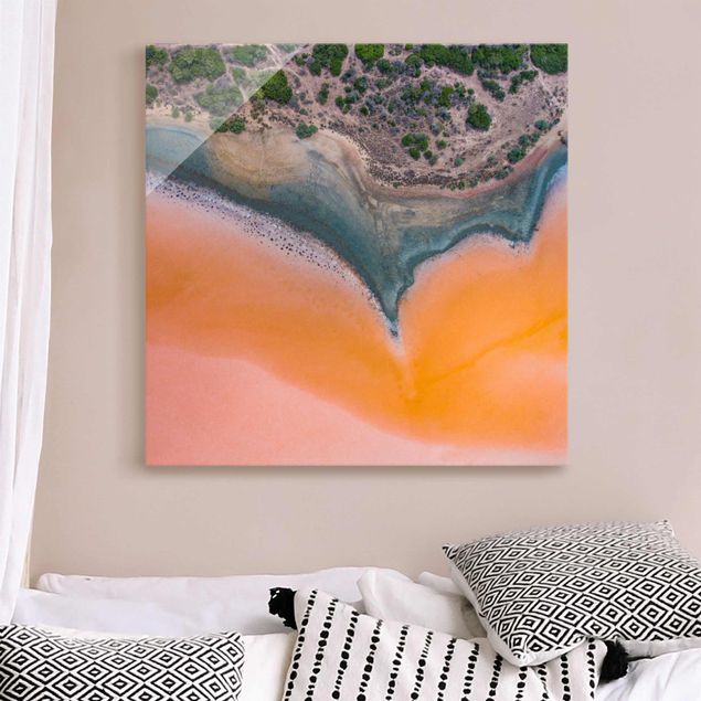 Wanddeko Schlafzimmer Oranges Seeufer auf Sardinien