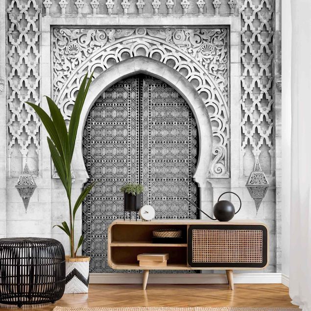 Wanddeko 3D Oriental Gate Schwarz-Weiß