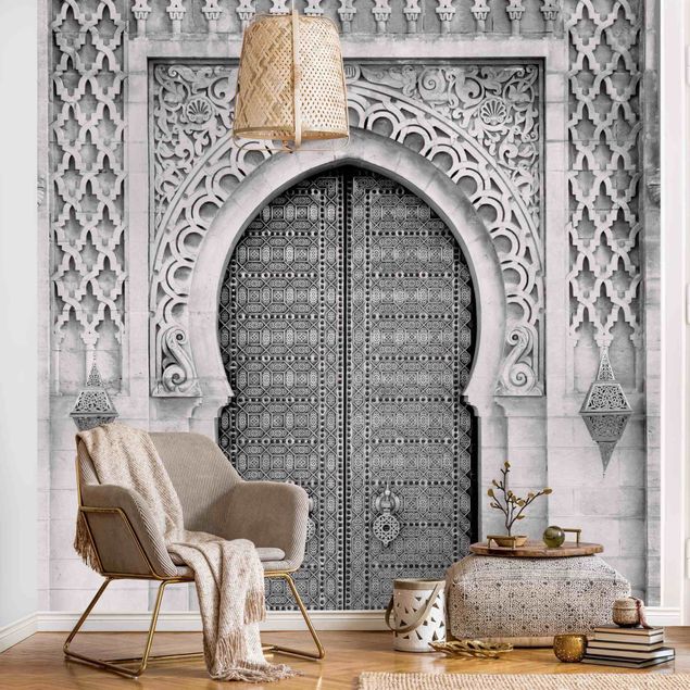Wanddeko Architektur Oriental Gate Schwarz-Weiß