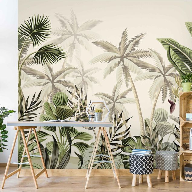 Wanddeko Wohnzimmer Palmen im Dschungel
