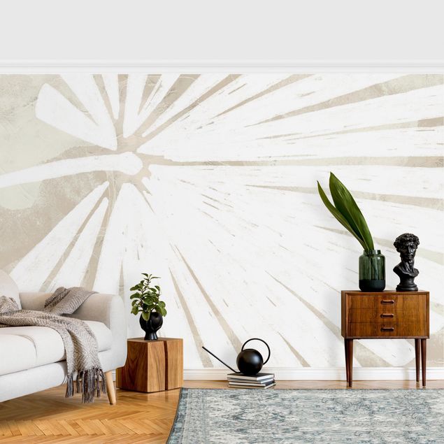 Wanddeko Wohnzimmer Palmenblatt Silhouette auf Leinen