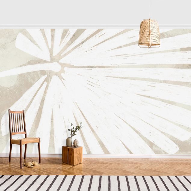 Wanddeko Schlafzimmer Palmenblatt Silhouette auf Leinen