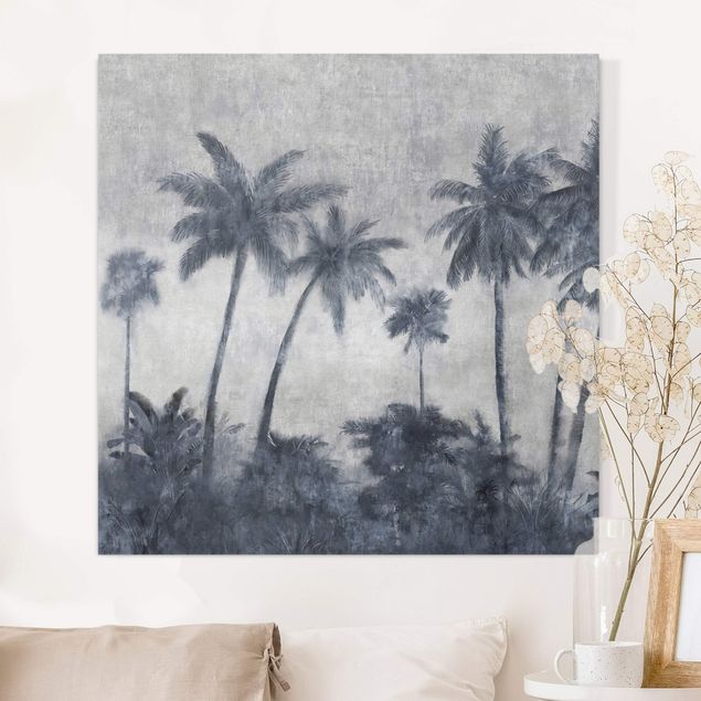 Wandbilder Asien Palmenkette in blau