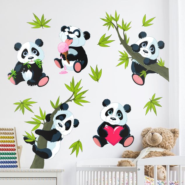 Deko Kinderzimmer Pandabären Set Herz