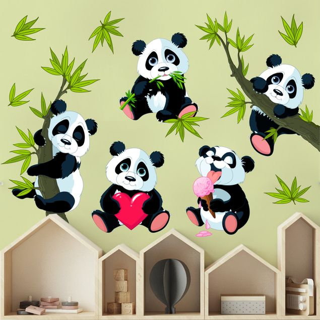 Wandtattoo Zoo Pandabären Set Herz