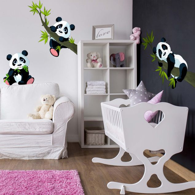 Wanddeko Babyzimmer Pandabären Set