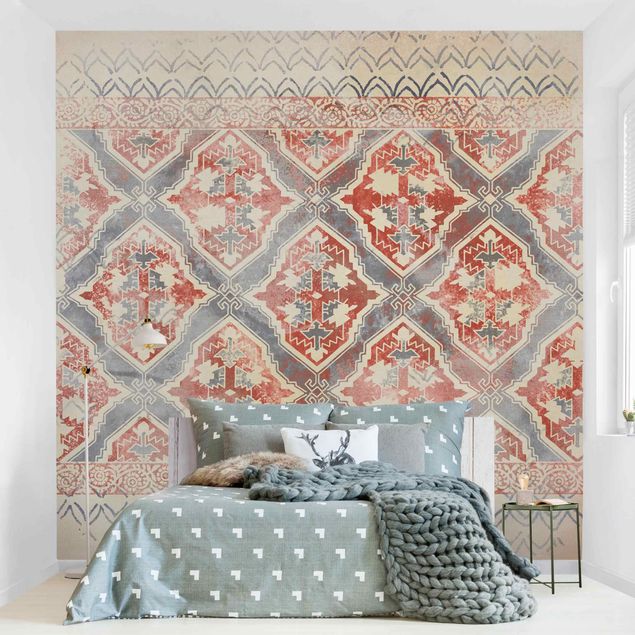 Wanddeko Flur Persisches Vintage Muster in Indigo II