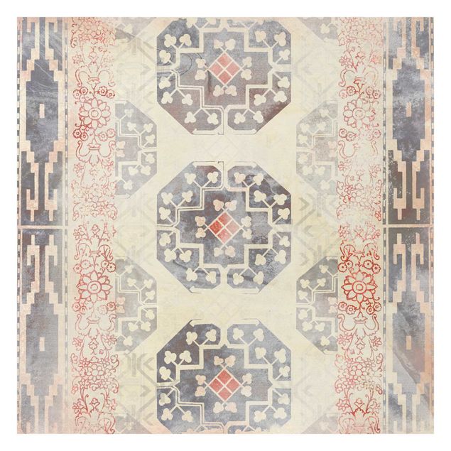 Wanddeko Treppenhaus Persisches Vintage Muster in Indigo IV