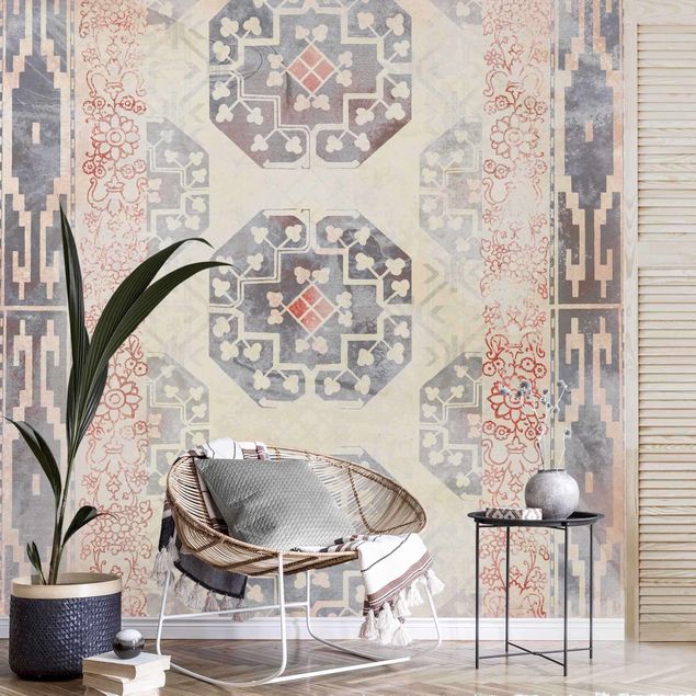 Wanddeko Wohnzimmer Persisches Vintage Muster in Indigo IV