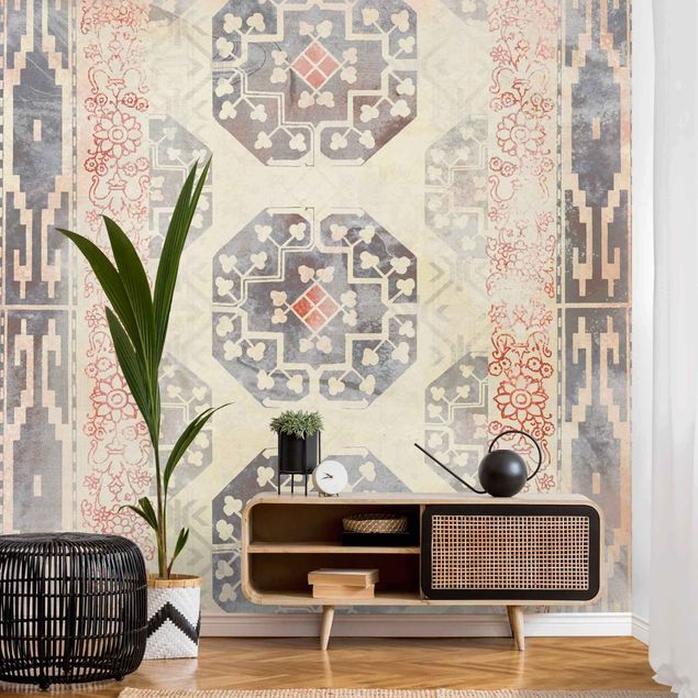 Wanddeko Schlafzimmer Persisches Vintage Muster in Indigo IV