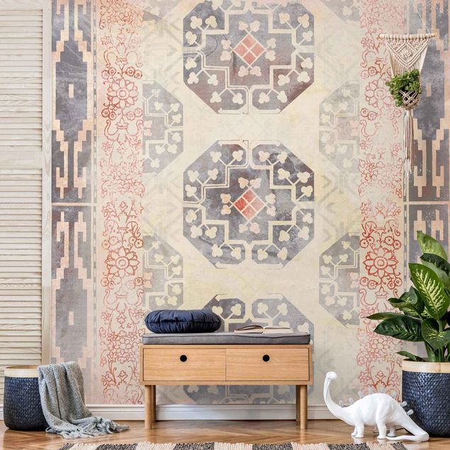 Wanddeko Esszimmer Persisches Vintage Muster in Indigo IV