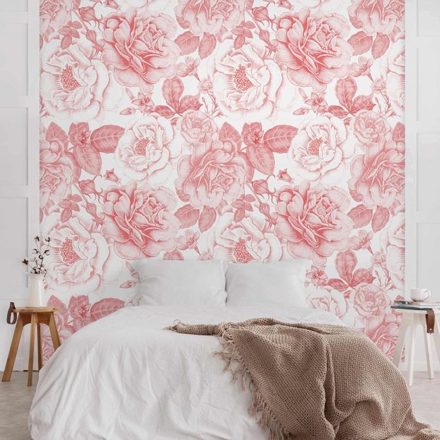 Wanddeko Schlafzimmer Pfingstrosen Pattern Rosa