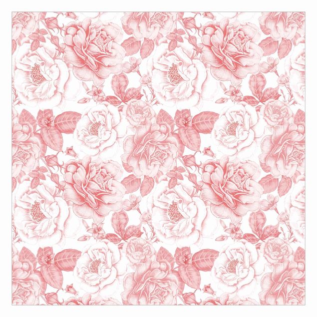 Wanddeko Büro Pfingstrosen Pattern Rosa