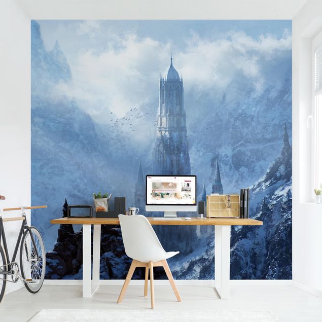 Wanddeko Büro Phantastisches Schloss im Schnee
