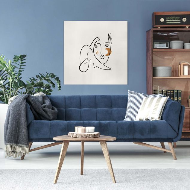 Wanddeko Wohnzimmer Picasso Interpretation - Dame mit Taube II