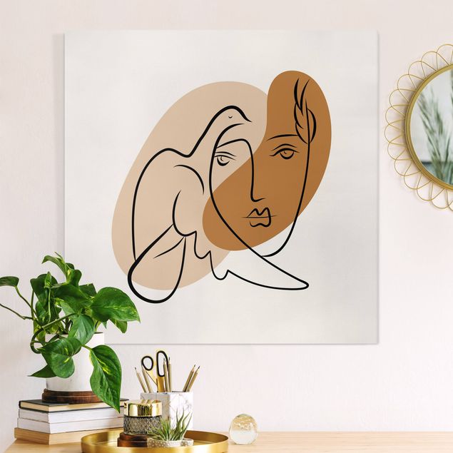 Wanddeko braun Picasso Interpretation - Dame mit Taube