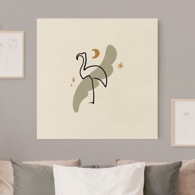 Wanddeko Wohnzimmer Picasso Interpretation - Flamingo