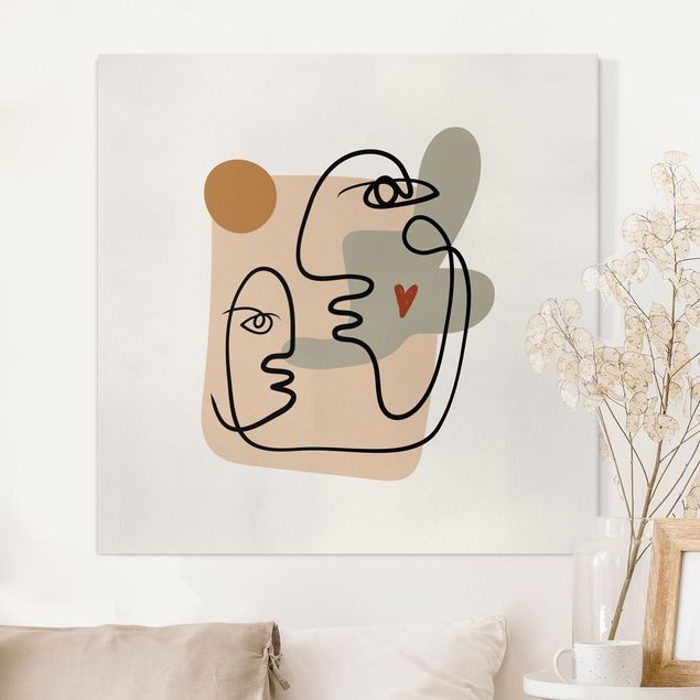 Wanddeko braun Picasso Interpretation - Wangenkuss