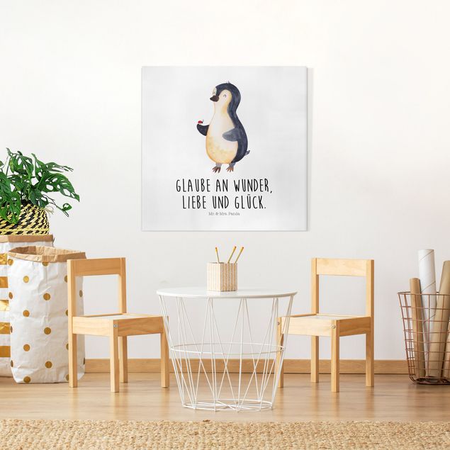 Wanddeko Schlafzimmer Mr. & Mrs. Panda - Pinguin - Wunder und Glück