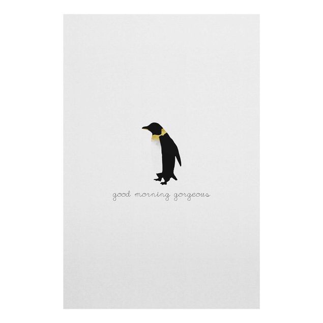 Wanddeko schwarz-weiß Pinguin Zitat Good Morning Gorgeous