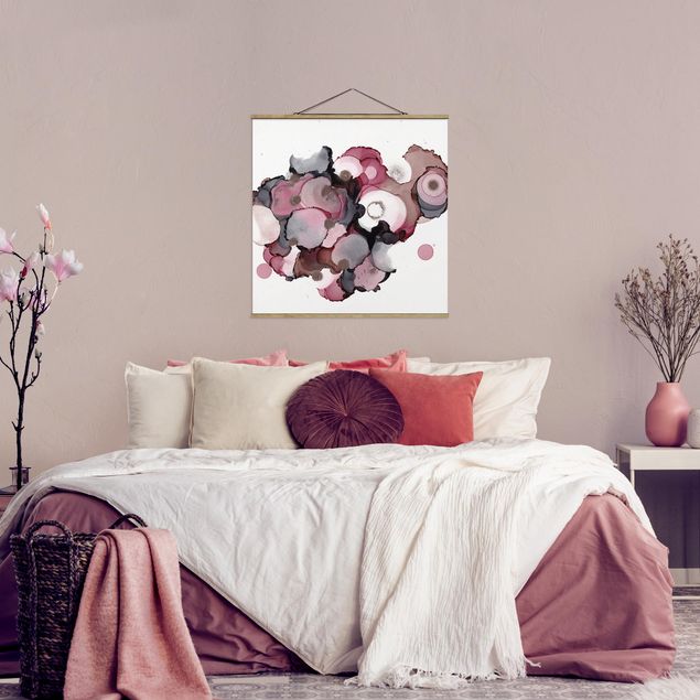 Wanddeko Schlafzimmer Pink-Beige Tropfen mit Roségold