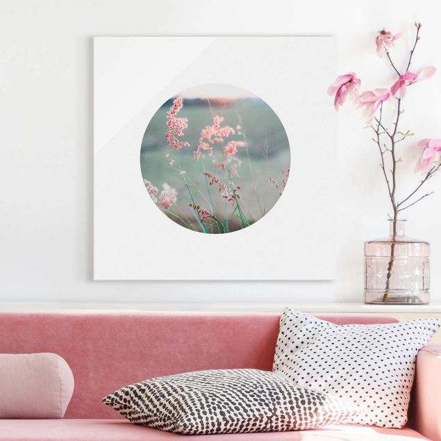 Wanddeko Schlafzimmer Pinke Blumen im Kreis