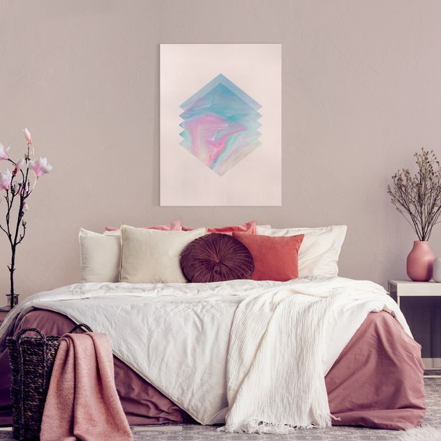 Wanddeko Wohnzimmer Pinkes Wasser Marmor