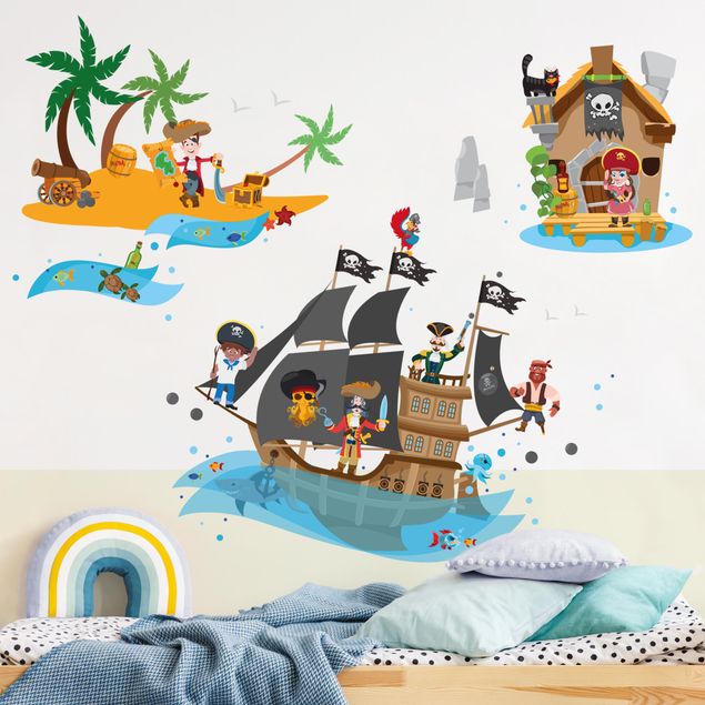 Deko Kinderzimmer Piratenschiff Schatzinsel Mega Set