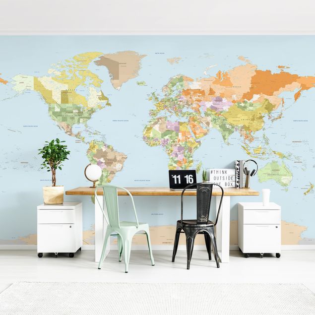 Wanddeko Wohnzimmer Politische Weltkarte