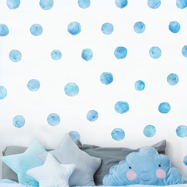 Babyzimmer Deko Punkte Aquarell Set Blau