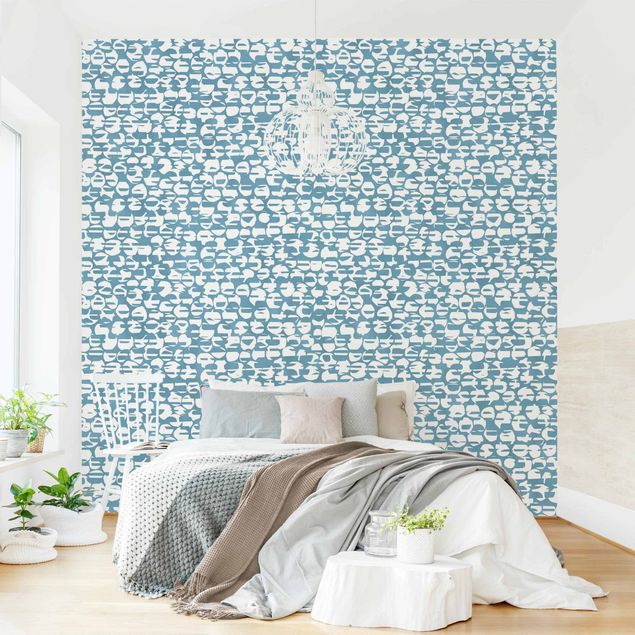 Wanddeko Schlafzimmer Punkte in Bewegung Blau