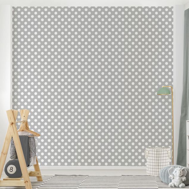 Wanddeko Babyzimmer Punkte in Weiß auf Grau
