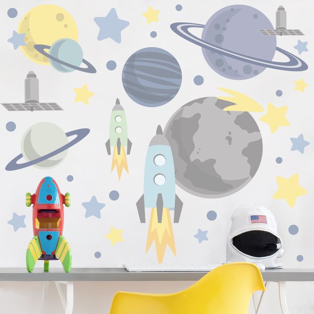 Kinderzimmer Deko Rakete und Planeten