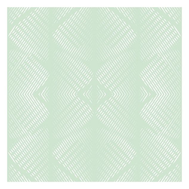 Wanddeko grün Rautenmuster mit Streifen in Mintgrün
