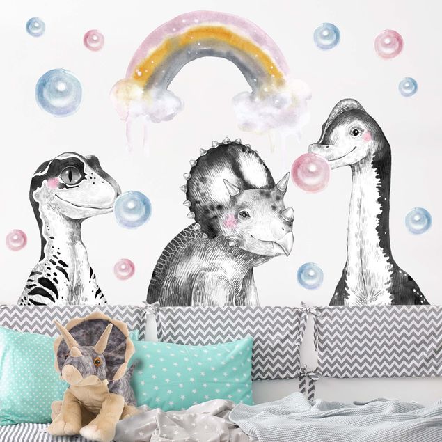 Babyzimmer Deko Regenbogen Dino Set