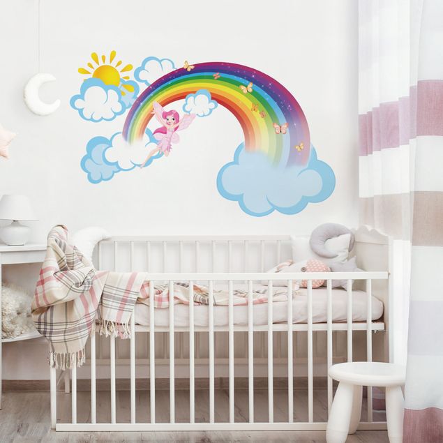 Wanddeko Babyzimmer Regenbogen Elfe