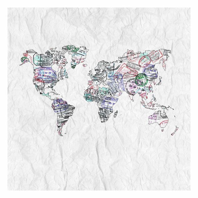 Wanddeko Jugendzimmer Reisepass Stempel Weltkarte