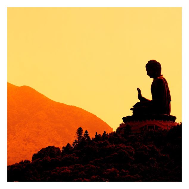 Wanddeko orange Resting Buddha