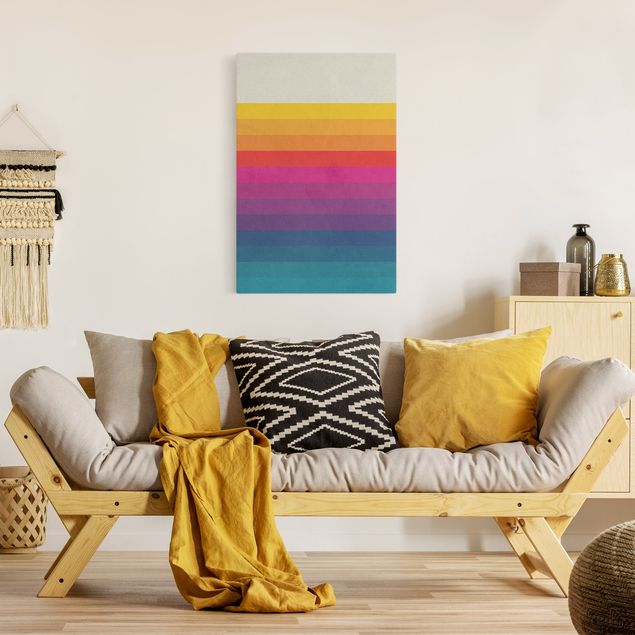 Wanddeko Wohnzimmer Retro Regenbogen Streifen