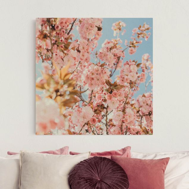 Wanddeko Wohnzimmer Rosa Kirschblütentraum