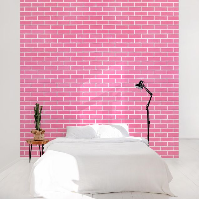 Wanddeko Wohnzimmer Rosa Ziegelwand