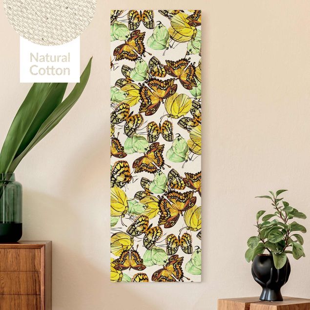 Wanddeko Wohnzimmer Schwarm von Gelben Schmetterlingen
