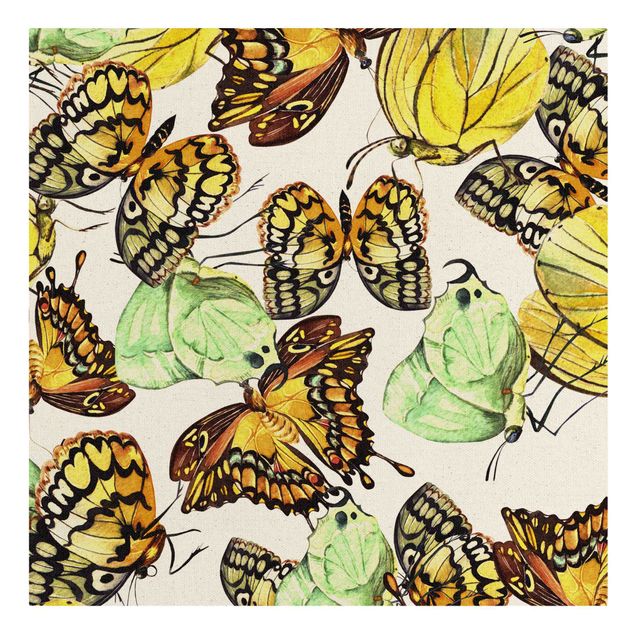 Wandbilder Schmetterlinge Schwarm von Gelben Schmetterlingen