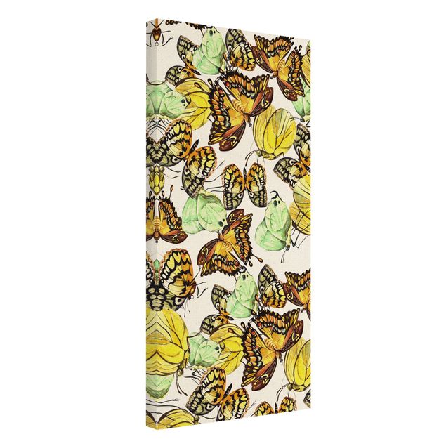 Wanddeko über Sofa Schwarm von Gelben Schmetterlingen