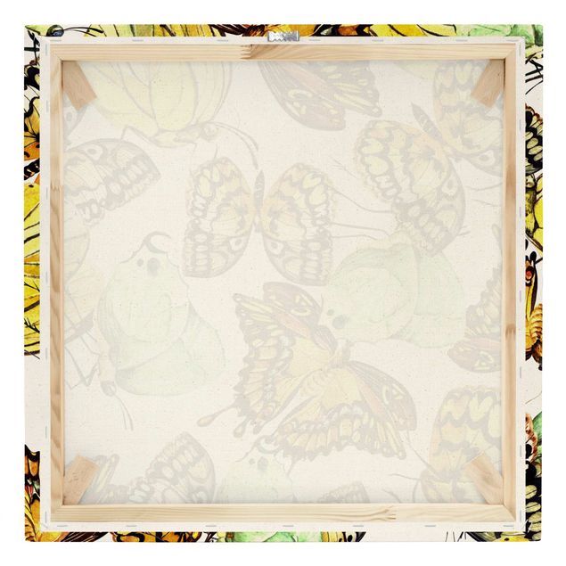 Wanddeko Muster Schwarm von Gelben Schmetterlingen